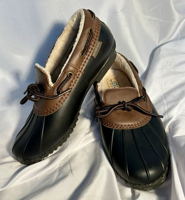 JBU by Jambu Gwen Weather Ready Duck Boots Black/Brown Faux Fur Lined 6.5M