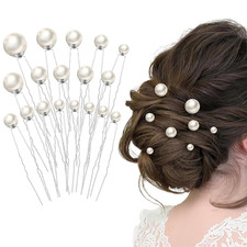 18Pcs Pearl and Rhinestone Hair Accessories for Wedding, Bridal Styling - U