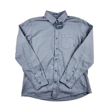 Eddie Bauer Shirt Mens L Gray Twill Classic Fit Button-Down Pocket Long Sleeve
