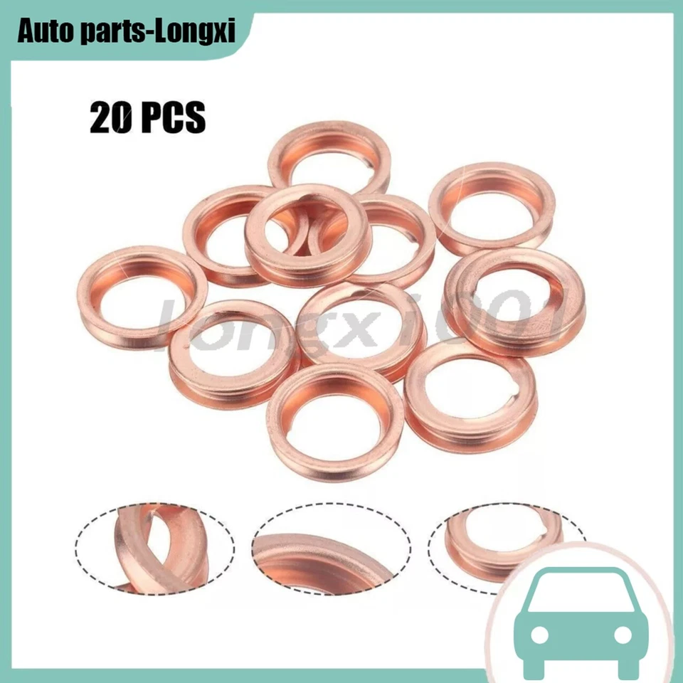 20x Junta de arandela de aplastamiento de tapón de drenaje de aceite de metal 11026-JA00A apta para Nissan Infiniti Foto 2 de 4