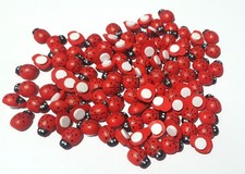 100 / 200 Wooden Ladybirds  Self Adhesive Sticky  11mm Long Red