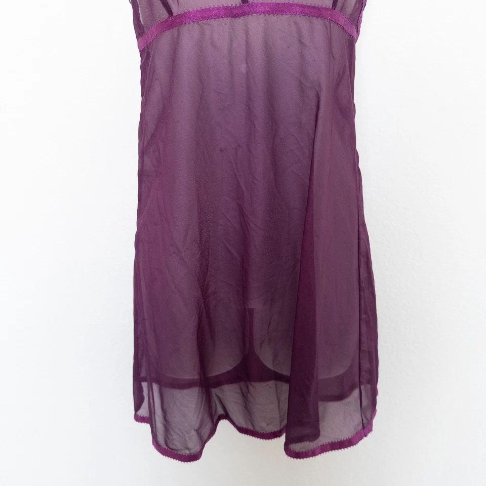 Y2K Victoria's Secret Womens Sheer Slip Dress Sz S Purple Lace Babydoll Coquette - Image 3 of 4