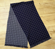 Rare Fendi Vintage Zucca Monogram Wool Scarf Fringed 140x34 Cm Italy