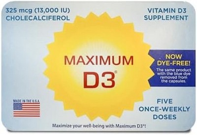 Maximum D3 13,000 IU, 5 Capsules Total (5-Week Supply) [Packaging May Vary]