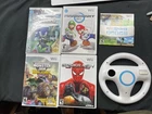 Wii Game Lot With Wheel  Sonic And The Black Knight Mariokart Wii Sports