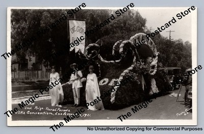 Oregon BPOE Elks Parade Float RPPC Los Angeles Photo Postcard Pasadena? 1921