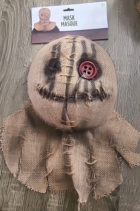 Scary Halloween Burlap Sack With Button And Neck Shroud With Elastic Strap - Image 2 of 4
