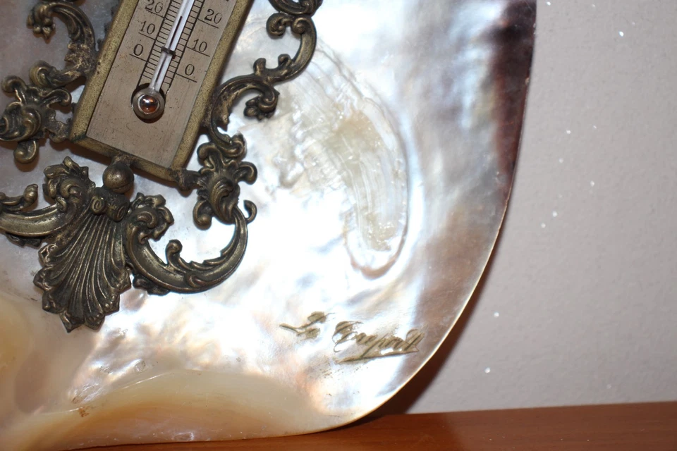 Ancien thermomètre coquillage en nacre XIX ème , Le Tréport - Photo 3/4