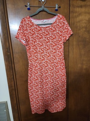 Boden Womens Phoebe Jersey Cotton Dress Floral Orange Bloom Size 10R