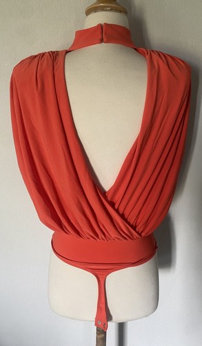 Express Top Women's Small Orange High Collar - Picture 2 of 9