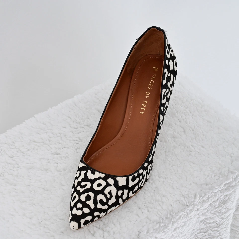 Zapatos de tacón de aguja en punta con estampado de leopardo blanco negro hechos a medida 9,5 Foto 4 de 4
