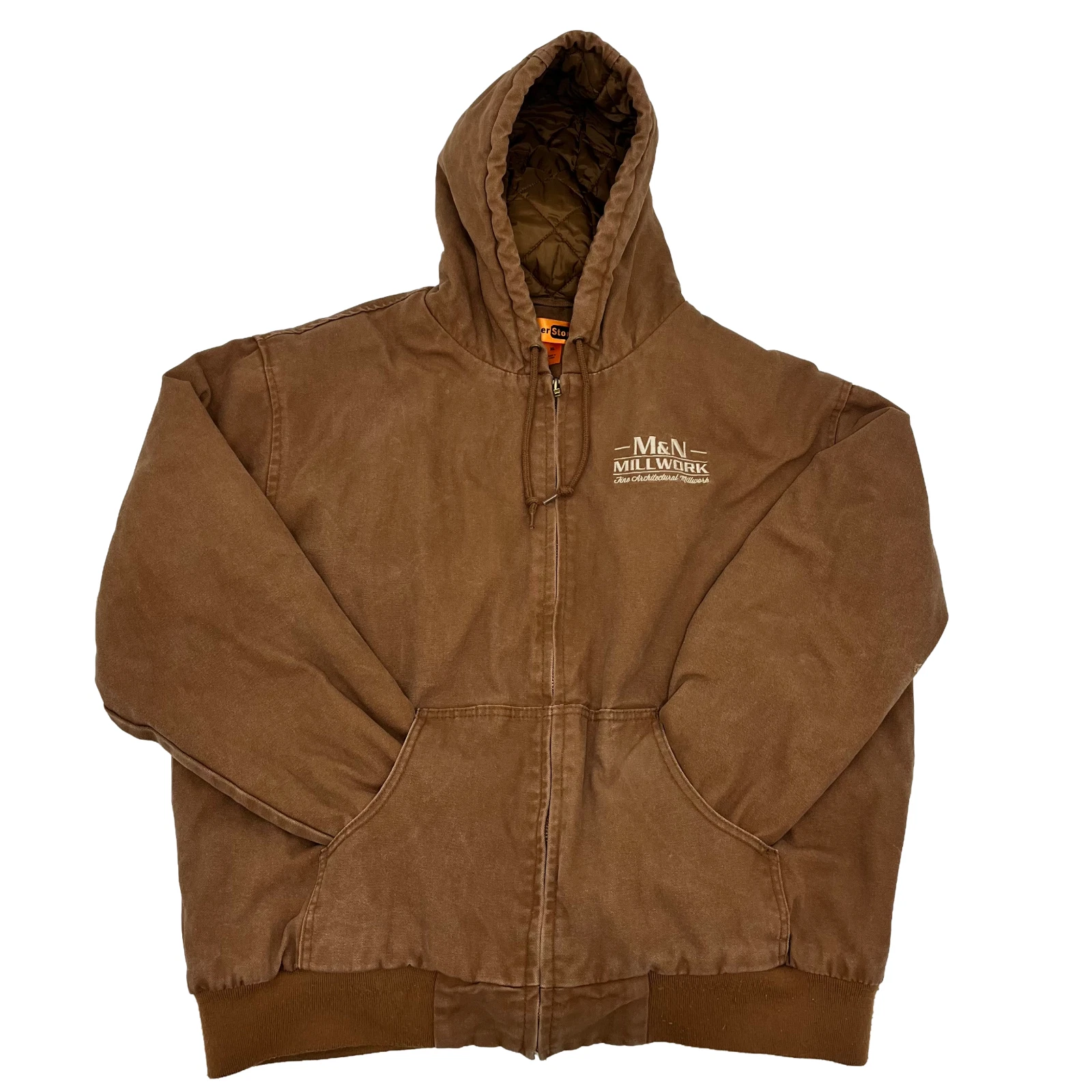 Cornerstone Mens XL Bomber Jacket Brown Full Zip Hooded Insulated Workwear