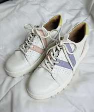 Vionic SIMASA White Leather Purple Pink Lace Up Low Top Sneakers shoes 9.5 M