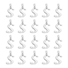 100Pcs A-Z Alphabet Charm, Metal Alphabet S Letter Charm Initial Charm, Silver