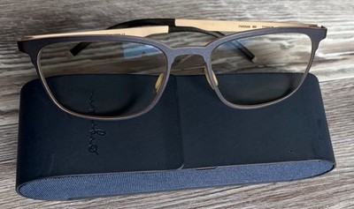 orgreen eyeglasses titanium matte navy blue and tan