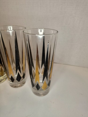 Vtg Golden Peaks Tall Glass Anchor Hocking Atomic Arrow Glasses And Pitcher 7pc - Picture 7 of 15