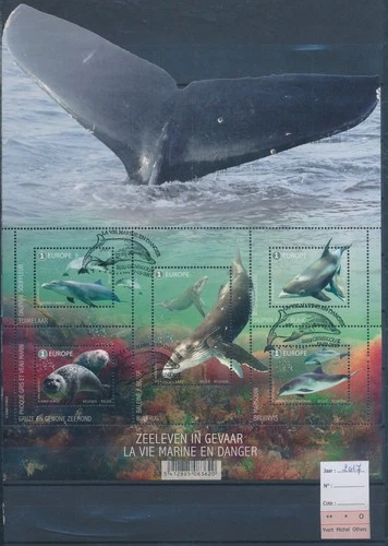 XE63150 Belgium 2017 FDC cancel whales dolphins sealife XXL sheet used