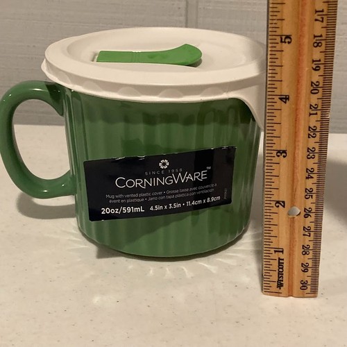 CorningWare Farben STEINZEUG TASSE mit belüftetem Deckel 20 Unzen Suppe/Mahlzeit GRÜN - Bild 9 von 9