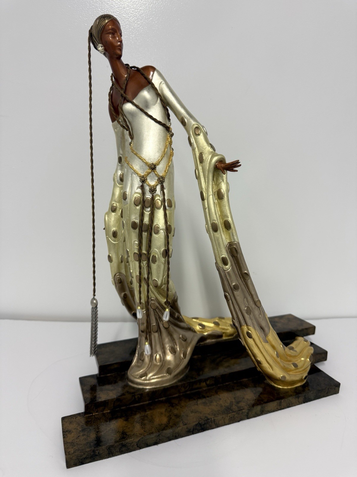 Erte (Romain de Tirtoff) Cold Painted Bronze Sculpture "Melisande" 1990 AP 31/37