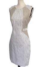 Calvin Klein Women’s Dress Tan Ivory Beige Fitted Lined Textured Size 6