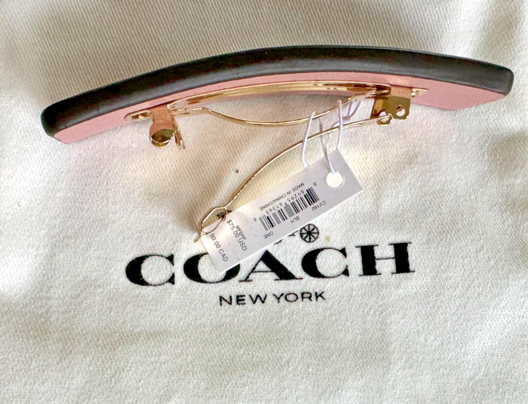 Coach Leather Signature Blush Barrette Hair Clip COACH SIGNATURE LEATHER BARRETTE:NWT BLUSH CV162 | eBay main image 3