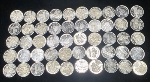 Lot Of 50 1 Gram 999 Fine Silver Rounds 1g Buffalo Monarch Various Mints Designs