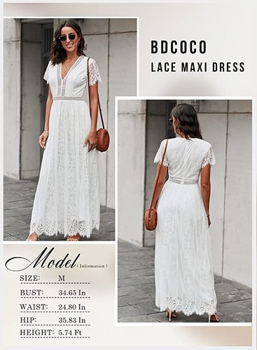 V Neck Floral Lace Wedding Dress 