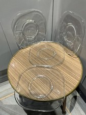 Vintage Retro Dinner / Side Plates X 4 Clear Jo Columbo Arno Italy Glass Square