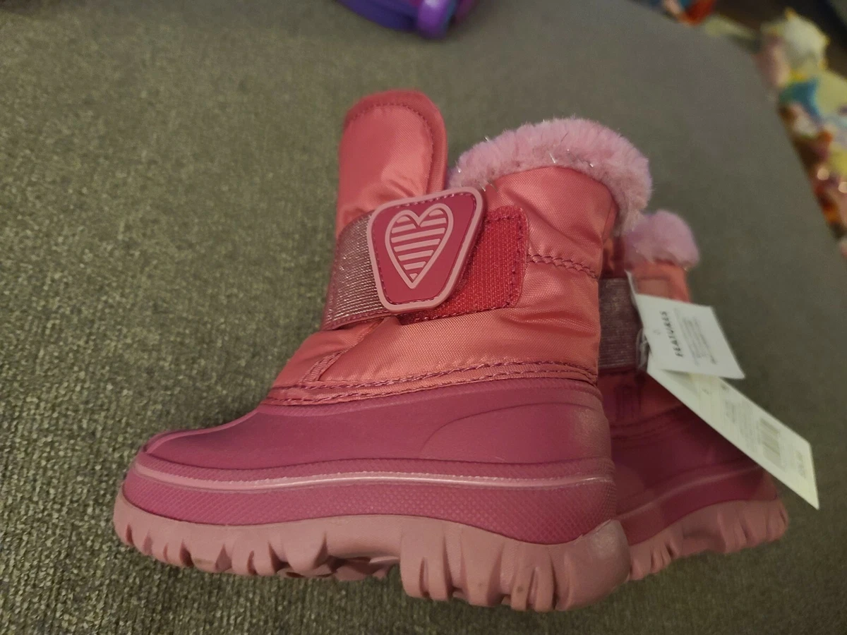 NEW Cat Jack Toddler Girls Winter Fur Boots Snow Pink Glitter size US 5 Q
