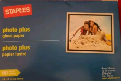 Staples Photo Plus Gloss Paper 60 Sheets 4x6 Item #648177 New