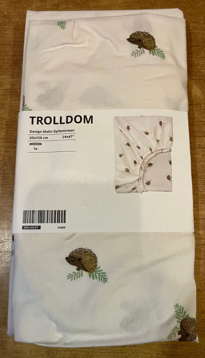 Ikea Trolldom fitted cot sheet 60 x 120 cm Hedgehog pattern