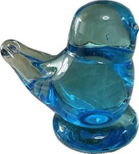Vintage Ron Ray Blue Bird of Happiness Art Glass Figurine Signed 1998 