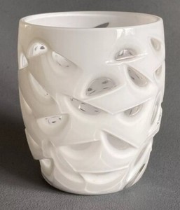 Labrazel Cut Glass Tumbler/Vase Milk White And Clear Preowned VG Condition