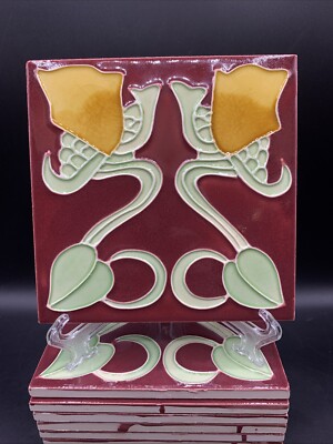 One Decorative Majolica Tile - Ceramic Wall Tile 6'' x 6'' Fireplace/Backsplash