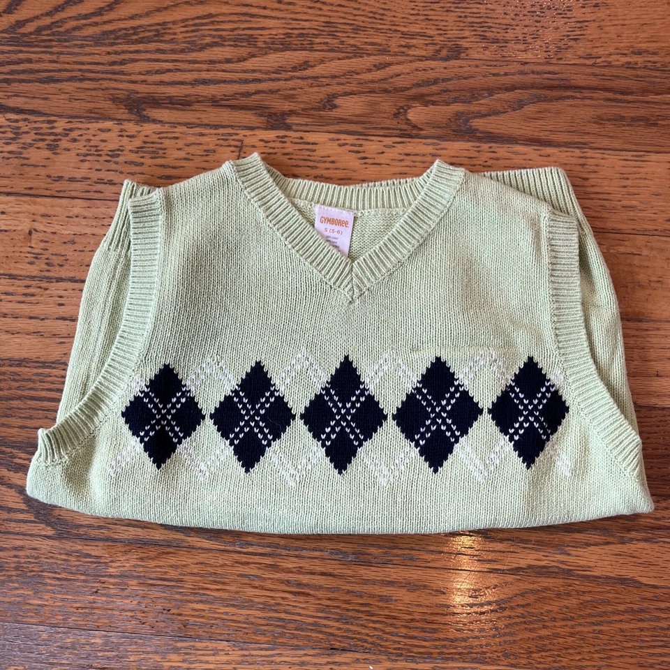 Colete suéter masculino Gymboree gola V tamanho pequeno 5-6 - Imagem 2 de 2