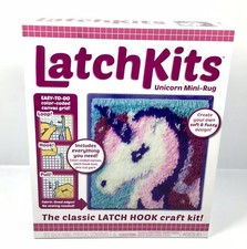 LatchKits Unicorn Mini Rug Wall Art Girl's Latch Hook Kit by Kahootz 12" x 11"