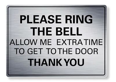 PINKCROW METAL SIGN Please ring the bell time Metal Waterproof Silver Gold