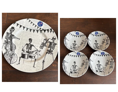 Royal Stafford Halloween Skeleton Band Musician Dinnerware 8 Pc