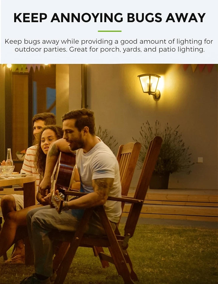 LED Yellow Bug Light Bulbs Outdoor,A19 9W Bug Lights for Outside, 60W Equivalent - Image 4 of 4