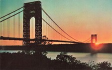 Postal Sunset The George Washington Bridge P974 MP107 Clarisse plasticromo