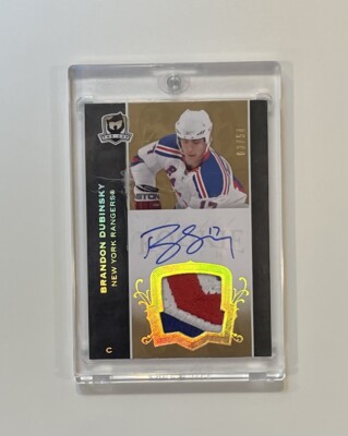 2007-08 UD The Cup Brandon Dubinsky Gold 3 Color Patch Auto RC 3/54 #147 