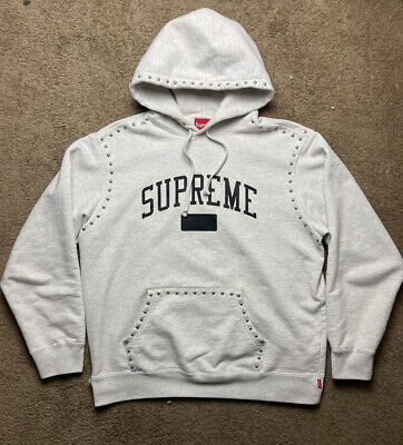 Gray Supreme FW18 Studded Collegiate Hooded Hoodie Gray Supreme FW18 Studded Collegiate Hooded Hoodie