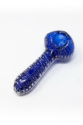 5'' Blue Web Design TOBACCO Thick Glass Hand Smoking Pipe w/ Carb Hole 