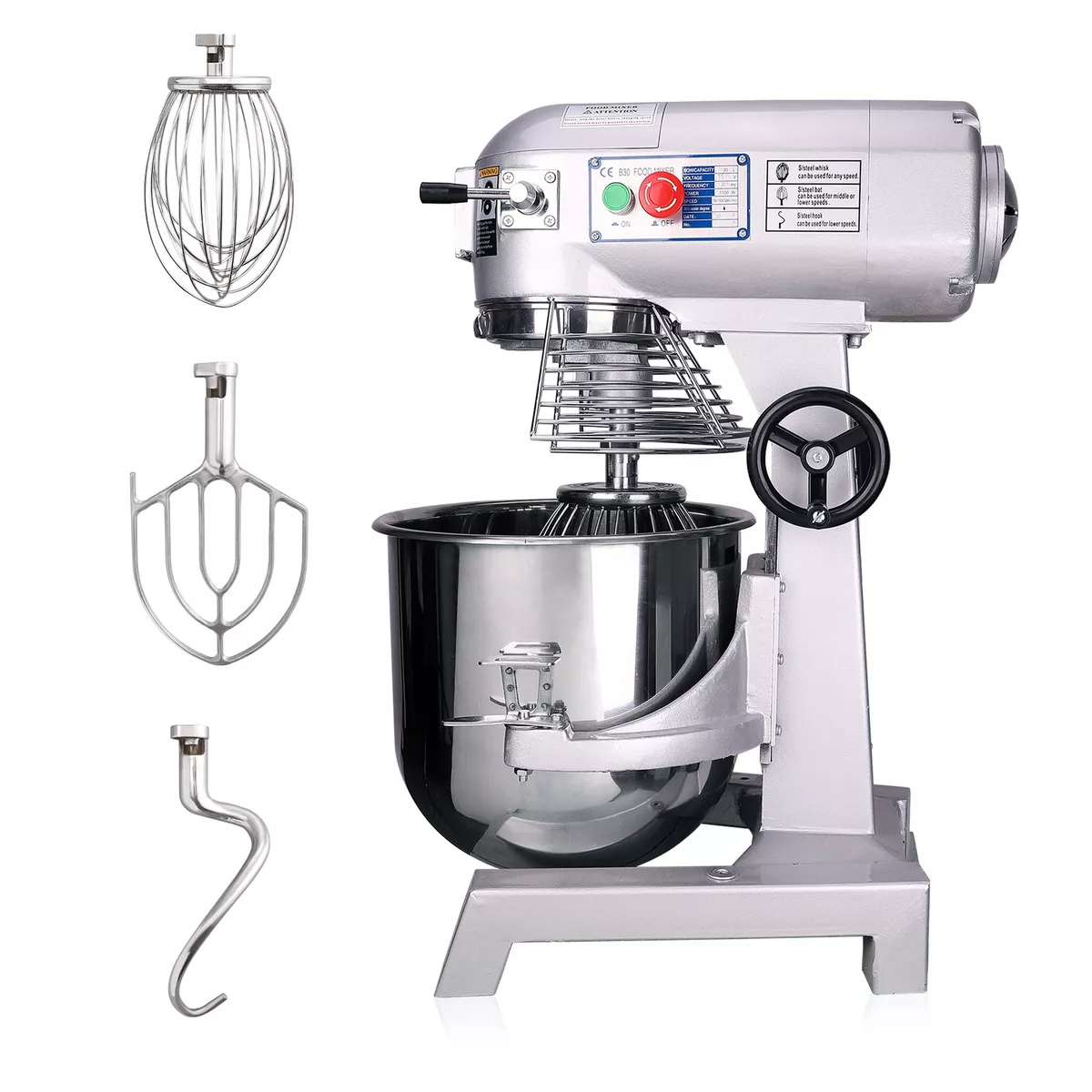 1.5HP Commercial Bakery Mixer 30Qt 3-Speed Stand Bakery Mixer Pizza Bread  Flour