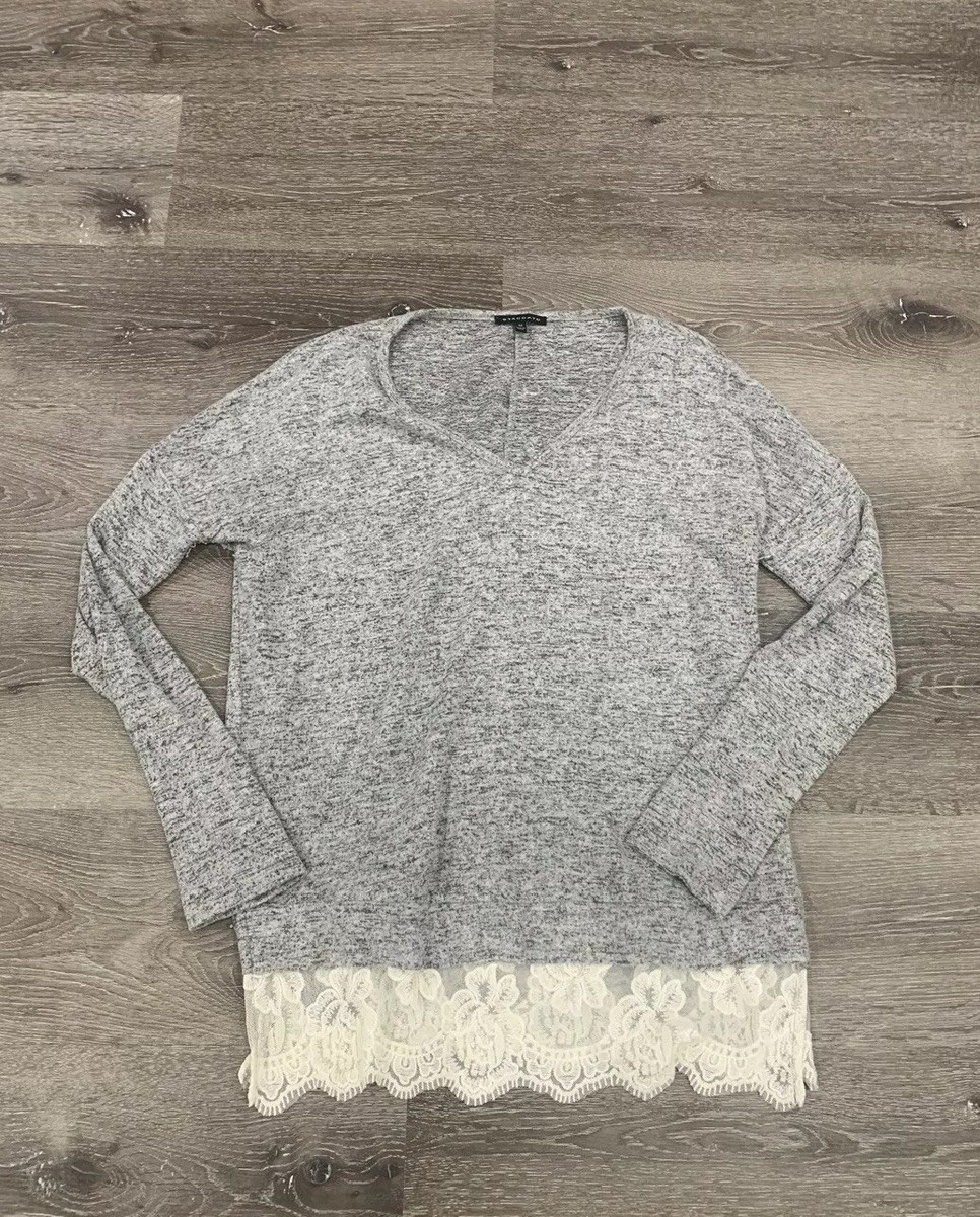Pull STACCATO Col V Gris - Taille M - Doublure Dentelle - Neuf Sans étiquette