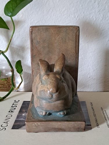 Vintage ARTHUR COURT Green Rabbit Chalkware Bookend Unique Curated Decor - Picture 4 of 10