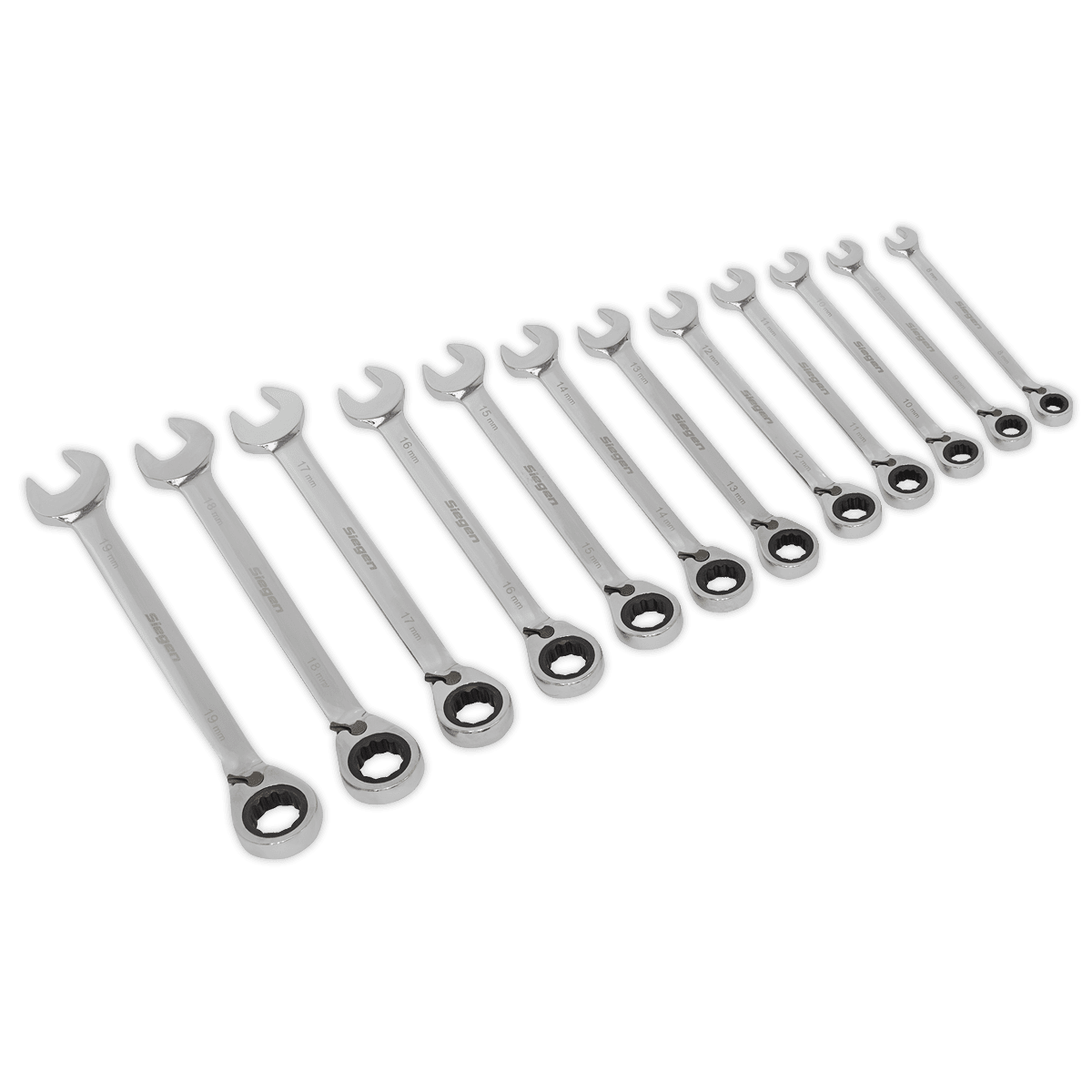 Sealey S0840 Siegen Reversible Ratchet Combination Spanner Set 12pc