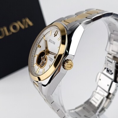 Bulova Surveyor 98A284 Men's Automatic Watch 42mm Gold Silver Two