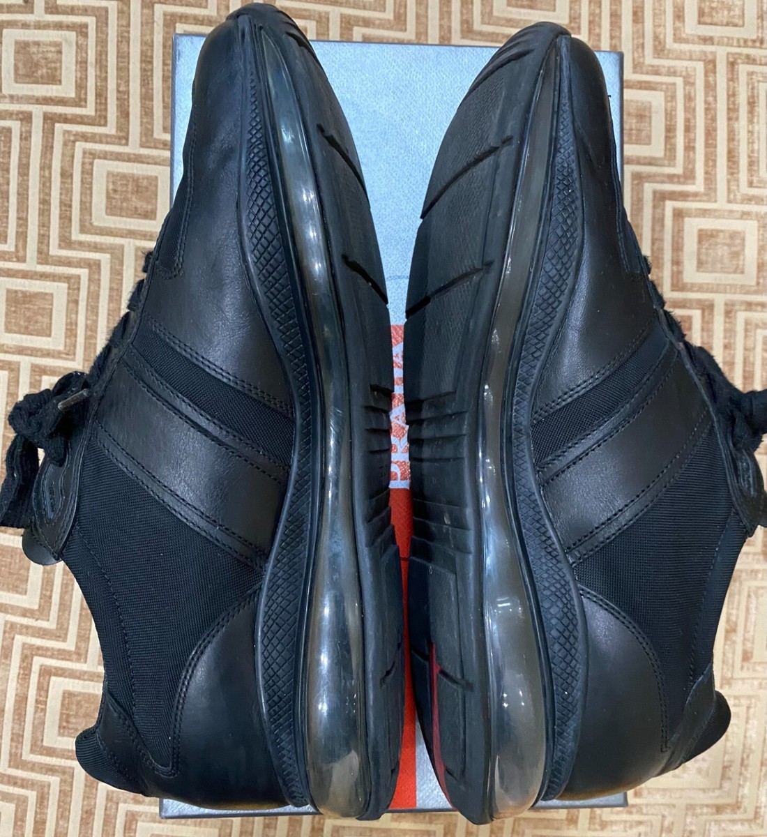PRADA - Leather Air Sole Sneakers - Black 4E2858 - MEN 9 PRADA - Leather Air Sole Sneakers - Black 4E2858 - MEN 10US  main image 2