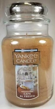 Yankee Candle CAFE AL FRESCO Large Jar 22 Oz Brown Housewarmer New Wax Coffee